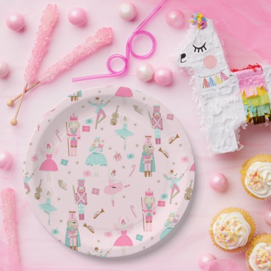 Assiettes En Carton Nutcracker Ballet rose Noël (Fête)