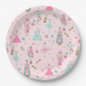 Assiettes En Carton Nutcracker Ballet rose Noël (Devant)