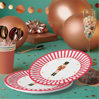 Assiettes En Carton Nutcracker Christmas Plate Red and White