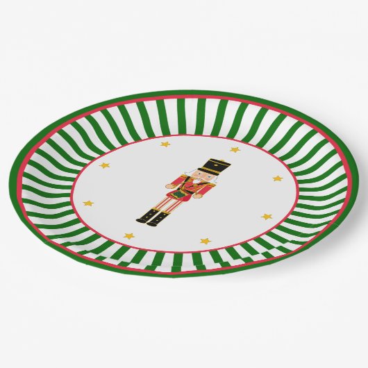 Assiettes En Carton Nutcracker Christmas Plate Red Green and White (Angle)
