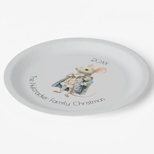 Assiettes En Carton Nutcracker de Noël Souris King Aquarelle (Angle)