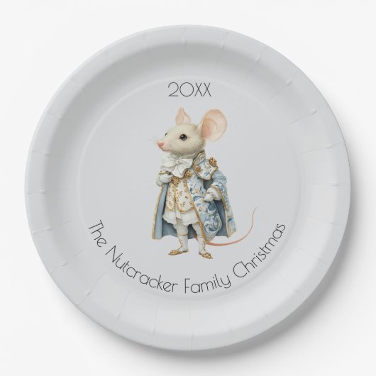 Assiettes En Carton Nutcracker de Noël Souris King Aquarelle (Devant)