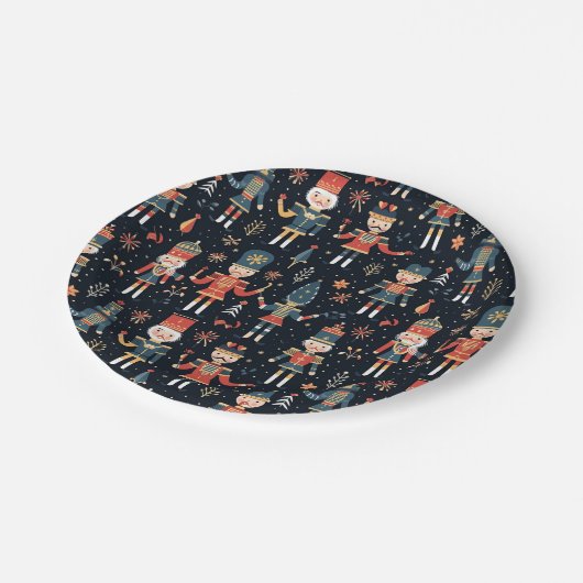 Assiettes En Carton Nutcracker Elegance Festive Motif Collection (Angle)