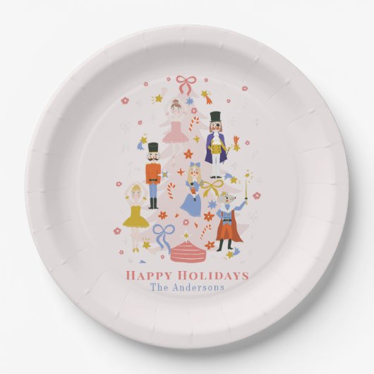 Assiettes En Carton Nutcracker Pink Christmas Tree Plaque en papier de (Devant)