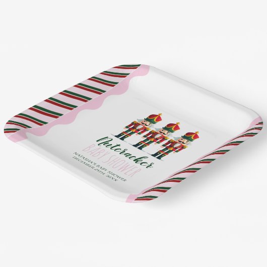 Assiettes En Carton Nutcracker rose fille Baby shower de Noël (Angulaire)
