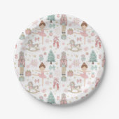 Assiettes En Carton Nutcracker rose Noël Ballet 1er anniversaire (Devant)