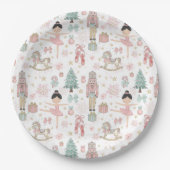 Assiettes En Carton Nutcracker rose Noël Ballet 1er anniversaire (Devant)