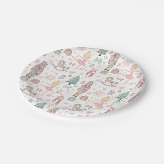 Assiettes En Carton Nutcracker rose Noël Ballet 1er anniversaire (Angle)
