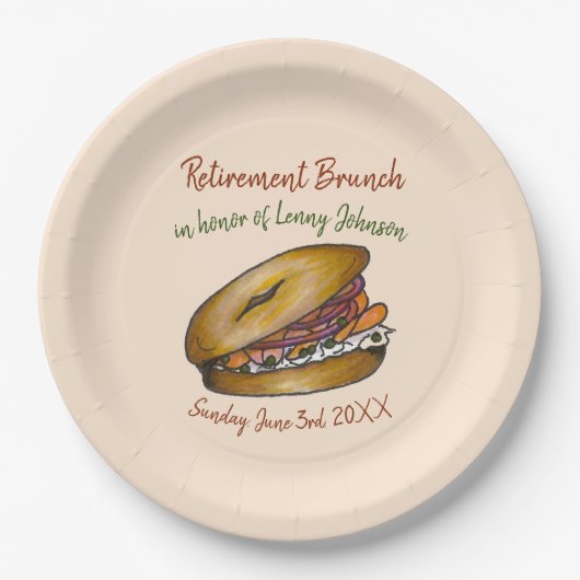 Assiettes En Carton NYC Deli Bagel Crème Fromage Capteurs Onions Lox (Devant)