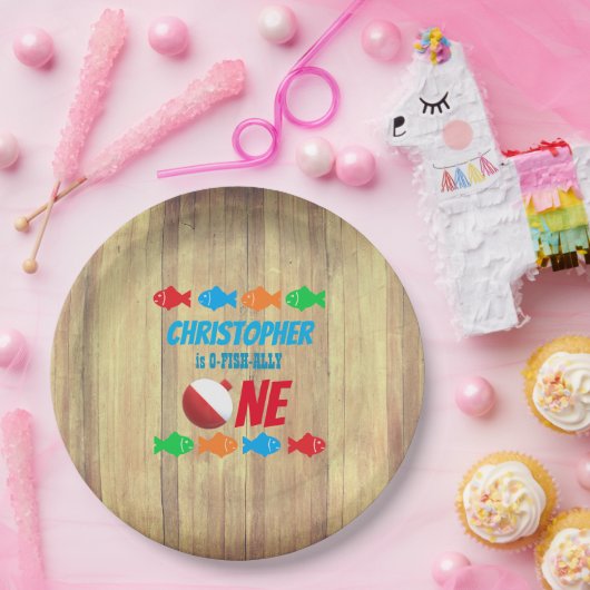 Assiettes En Carton O-Fish-Ally Une pêche 1er anniversaire (Fête)