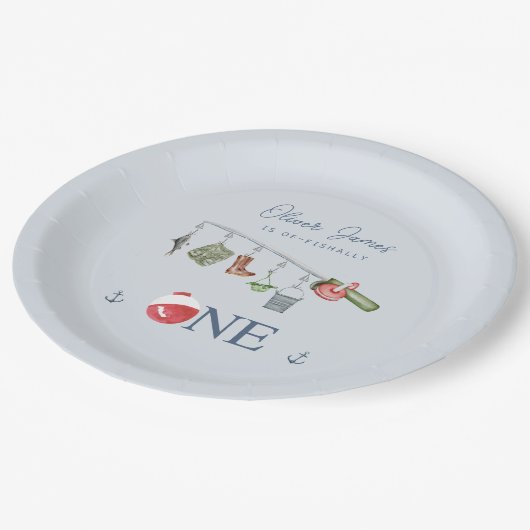 Assiettes En Carton O-fish-ally une pêche 1er anniversaire garçon (Angle)