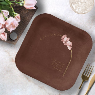 Assiettes En Carton Oasis Boho Arche de mariage Orchidée Bienvenue ID9