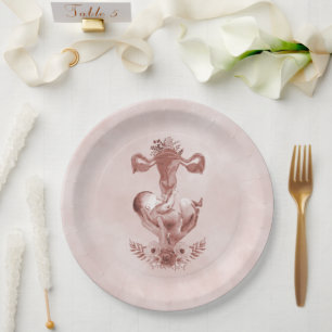 Assiettes En Carton Ob/Gyn Midwoman Florale Enfance Cervix Ovaires