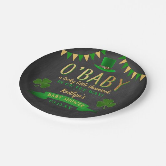 Assiettes En Carton O'Baby St. Patrick's Day Baby shower (Angle)