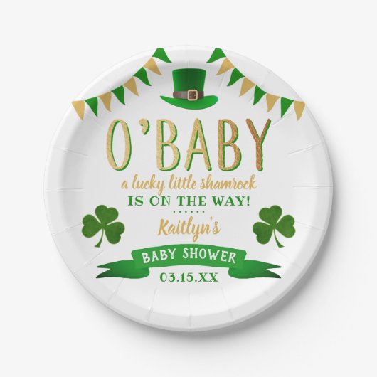 Assiettes En Carton O'Baby St. Patrick's Day Baby shower (Devant)