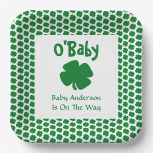 Assiettes En Carton O'Baby St Patrick's Day Plaques de papier Baby sho