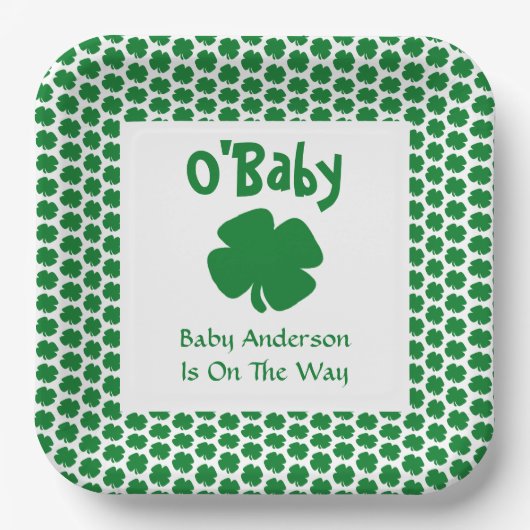 Assiettes En Carton O'Baby St Patrick's Day Plaques de papier Baby sho (Recto)