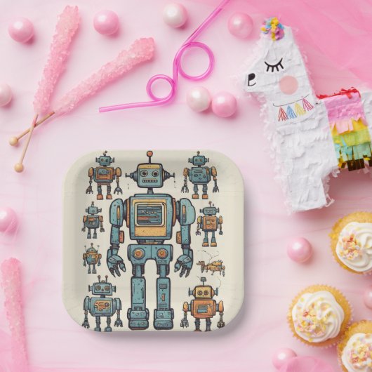 Assiettes En Carton Obtenez dans Gear Robot Anniversaire - Gros Robot (Fête)