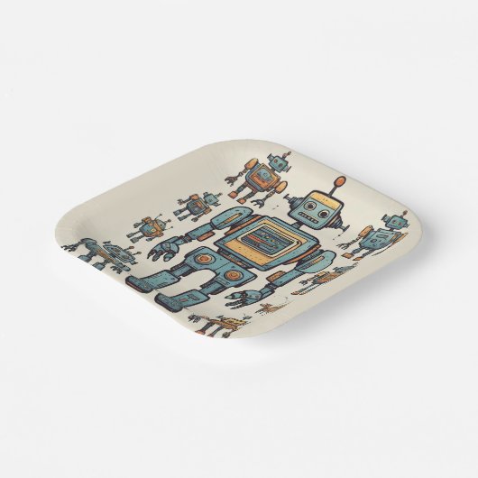 Assiettes En Carton Obtenez dans Gear Robot Anniversaire - Gros Robot (Angulaire)