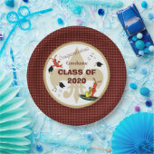 Assiettes En Carton Obtention du diplôme mignonne d'or de rouge foncé (Fête)