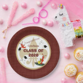 Assiettes En Carton Obtention du diplôme mignonne d'or de rouge foncé (Fête)