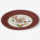 Assiettes En Carton Obtention du diplôme mignonne d'or de rouge foncé (Angle)