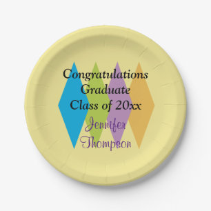 Assiettes En Carton Obtention du diplôme moderne colorée de style de