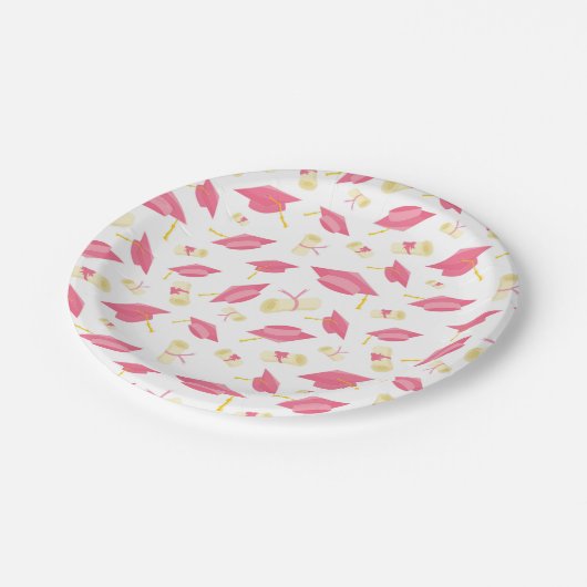 Assiettes En Carton Obtention du diplôme rose adorable (Angle)