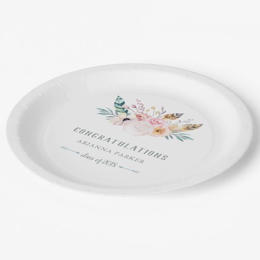 Assiettes En Carton Obtention du diplôme rustique de Boho | (Angle)