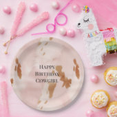 Assiettes En Carton Occidentale Crème rose pâle Faux Cowhide Anniversa (Fête)