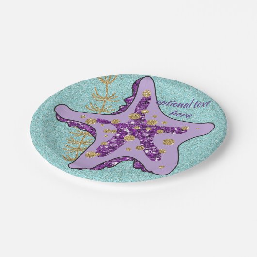 Assiettes En Carton Ocean Aqua Parties scintillant Plates de papier de (Angle)