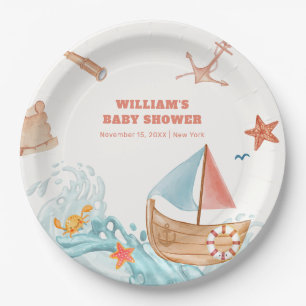 Assiettes En Carton Ocean Boy Adventure Baby shower de voilier