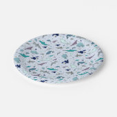 Assiettes En Carton Océan en bleu (Angle)