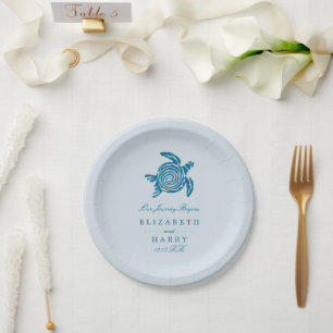 Assiettes En Carton Ocean Sea Turtle, Sea Blue Beach Wedding
