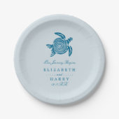Assiettes En Carton Ocean Sea Turtle, Sea Blue Beach Wedding (Devant)