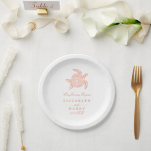 Assiettes En Carton Ocean Sea Turtle, Soft Coral Beach Wedding