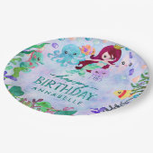 Assiettes En Carton Océan sous la mer Sirène thème Joyeux anniversaire (Angle)