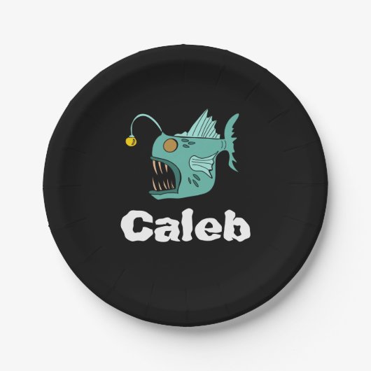 Assiettes En Carton Ocean Theme Boys Anniversaire Anglerfish Noir (Devant)