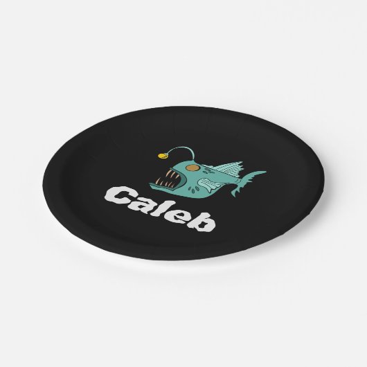 Assiettes En Carton Ocean Theme Boys Anniversaire Anglerfish Noir (Angle)