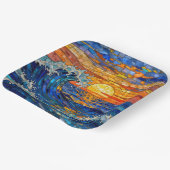 Assiettes En Carton Oceanic Coastal Ocean Waves Sunset (Angulaire)