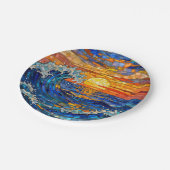 Assiettes En Carton Oceanic Coastal Ocean Waves Sunset   (Angle)
