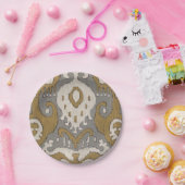 Assiettes En Carton Ochre Ikat II (Fête)