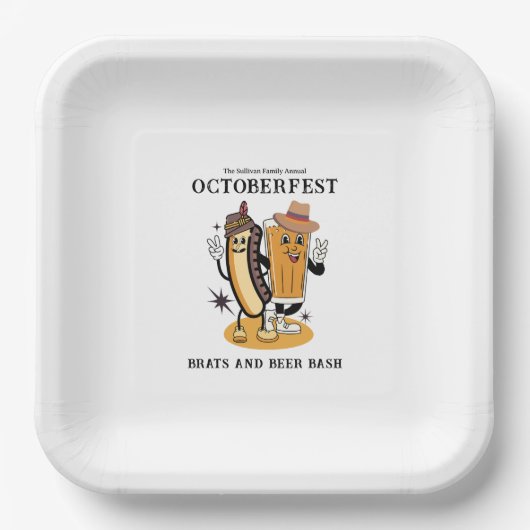 Assiettes En Carton Octoberfest Brats et bière Fall Party Retro (Recto)
