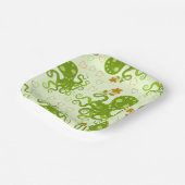 Assiettes En Carton Octopes Vertes Avec Fleurs (Angulaire)