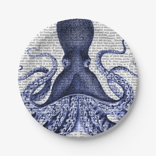Assiettes En Carton Octopus bleu (Devant)