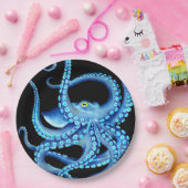 Assiettes En Carton Octopus bleu noir (Fête)