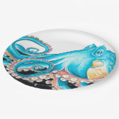 Assiettes En Carton Octopus Bleu Sur Encre Blanche (Angle)