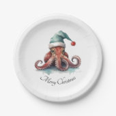 Assiettes En Carton Octopus Christmas Joy, coutume (Devant)