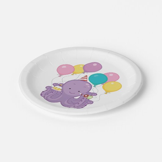 Assiettes En Carton Octopus d'anniversaire (Angle)