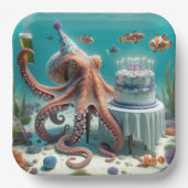 Assiettes En Carton Octopus d'anniversaire avec une bière (Recto)